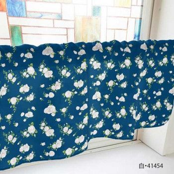 カフェカーテン バラ 800×450mm　白・41454 【北海道・沖縄・離島配送不可】