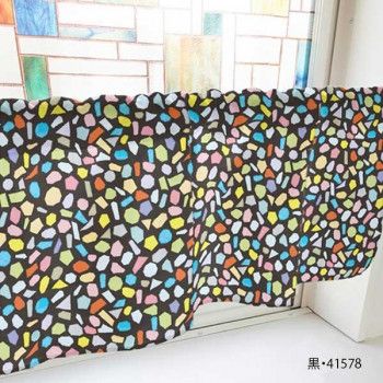 カフェカーテン タイル 800×450mm　黒・41578 【北海道・沖縄・離島配送不可】