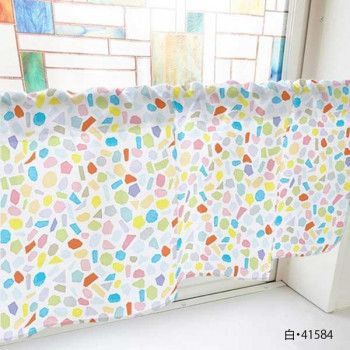 カフェカーテン タイル 800×450mm　白・41584 【北海道・沖縄・離島配送不可】