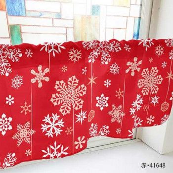 カフェカーテン 雪の結晶 800×450mm　赤・41648 【北海道・沖縄・離島配送不可】