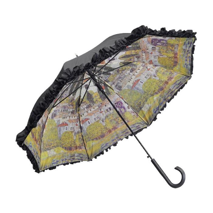 ユーパワー 名画 フリルジャンプ傘 クリムト「カーソネスガルダチャーチ」 AU-02603 【北海道・沖縄・離島配送不可】
