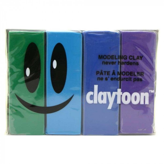 MODELING CLAY(モデリングクレイ)　claytoon(クレイトーン)　カラー油粘土　4色組(クール)　1Pound　3個セット 【北海道・沖縄・離島配送不可】