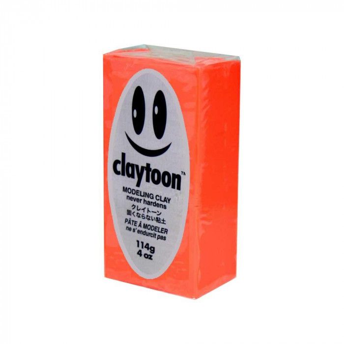 MODELING CLAY(モデリングクレイ)　claytoon(クレイトーン)　カラー油粘土　ネオンレッド　1/4bar(1/4Pound)　6個セット 【北海道・沖縄・離島配送不可】