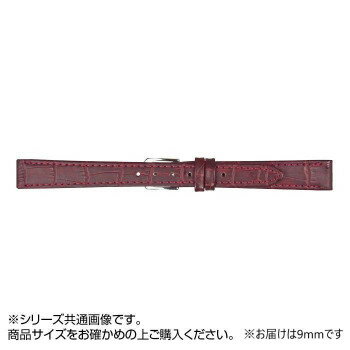 MIMOSA(ミモザ) 時計バンド P型押ワニ 9mm ワイン (美錠:銀) CP-W9 【北海道・沖縄・離島配送不可】
