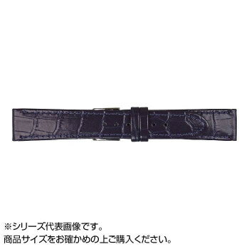 MIMOSA(ミモザ) 時計バンド P型押ワニ 19mm ネイビー (美錠:銀) CP-N19