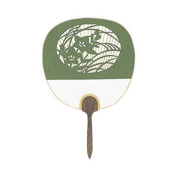 日本製(MADE IN JAPAN) うちわ 窓辺 (緑) 片面透かし 2141 【北海道・沖縄・離島配送不可】