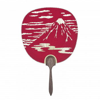 日本製(MADE IN JAPAN) うちわ 富士 (赤) 片面透かし 2164 【北海道・沖縄・離島配送不可】