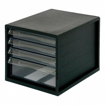 ナカバヤシ　A4レターケース一体　浅3段深1段　ブラック　A4E-04B 【北海道・沖縄・離島配送不可】