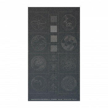 オリムパス 刺し子紬 第2弾 家紋柄 反物 水色 D2506 【北海道・沖縄・離島配送不可】