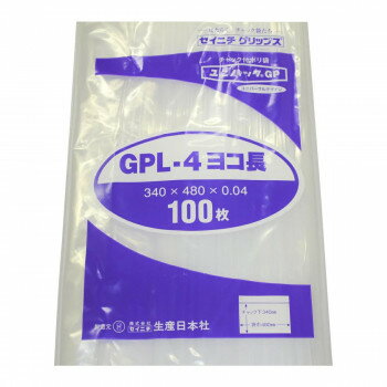 セイニチ チャック付ポリエチレン袋 ユニパック GP0.04タイプ GP L-4 ヨコ長 100枚 【北海道・沖縄・離島配送不可】