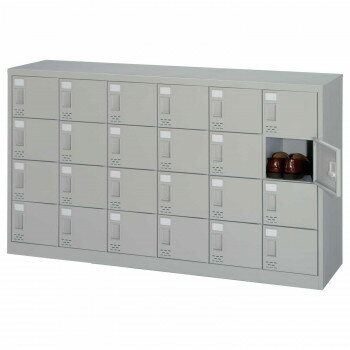 シューズロッカー 6列4段扉付・錠なしタイプ ニューグレー COM-SC-24 【北海道・沖縄・離島配送不可】