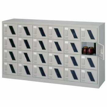 シューズロッカー　6列4段扉付・窓付・錠なしタイプ　ニューグレー COM-SC-24M 【北海道・沖縄・離島配..