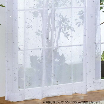 SNOOPY スヌーピー レースカーテン2枚セット 箔プリント 100×133cm KO-6 【沖縄配送不可】