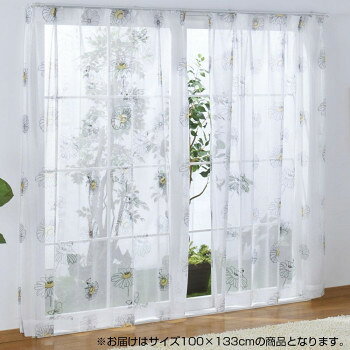 SNOOPY スヌーピー レースカーテン2枚セット フラワー 100×133cm KO-2 【沖縄配送不可】
