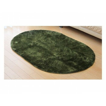 ランジュ ラグ カーペット 1畳 約100×150cm楕円 グリーン 3958959 【北海道・沖縄・離島配送不可】