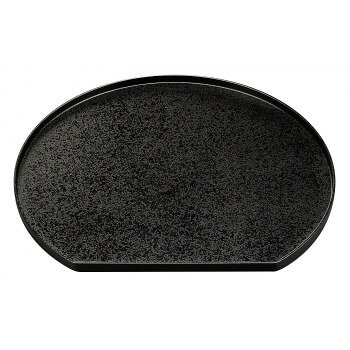 福井クラフト　尺3半月盆 黒乾漆クリア-タタキ 50411150 【北海道・沖縄・離島配送不可】