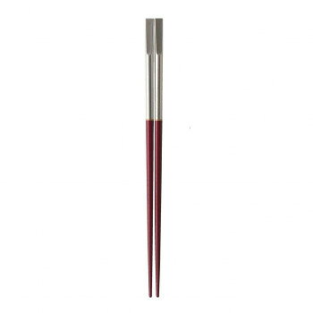 福井クラフト　PBT 22.5cm両天削丸箸銀/赤溜 90031939
