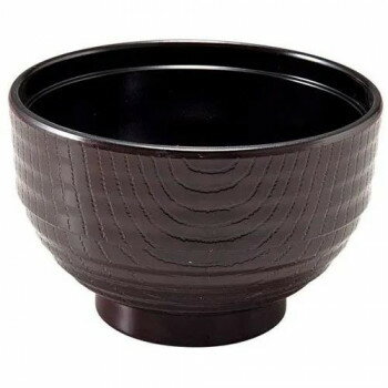 福井クラフト　耐熱10.5段付スタック木目汁椀 新溜内黒 33710020 【北海道・沖縄・離島配送不可】