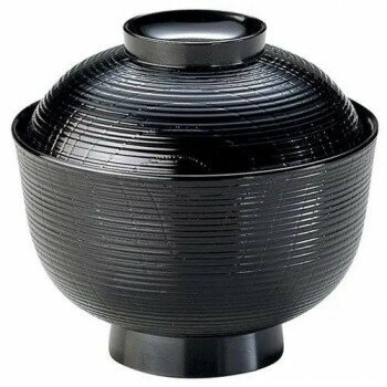 福井クラフト　3.6百合木目小吸物椀黒 35000300 【北海道・沖縄・離島配送不可】