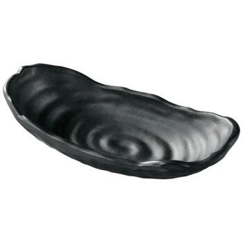 福井クラフト　メラミン19.6三ツ足ひねり舟型内段付鉢黒マット 51024830 【北海道・沖縄・離島配送不可】