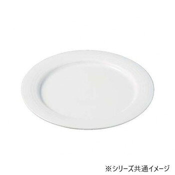 陶磁器に比べて軽量で割れにくく、丈夫なため、大量調理や盛り付け作業もスムーズに行えます。波リブデザインの白グロス仕上げが料理を美しく引き立て、多彩なメニューにマッチします。※カレー・ケチャップなどの料理を盛り付けると、シミの原因になりますのでご注意ください。サイズ：φ265×23mm個装サイズ：26.6×26.6×2.4cm重量：個装重量：398g素材・材質：メラミン生産国：中国