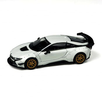 JADI リバティウォーク BMW i8 ホワイト/ゴールドホイール LHD 1/64スケール PA55152
