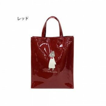 優美社　5M94-01　neko ningen （ネコニンゲン） 防水 エナメルトートバッグ レッド 【北海道・沖縄・離島配送不可】