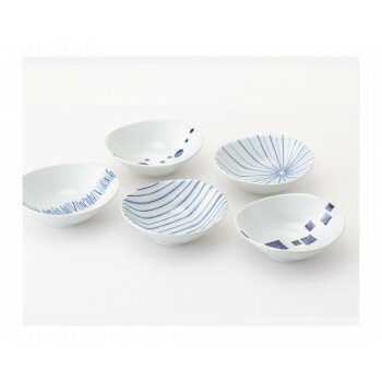 西海陶器 染付幾何紋 楕円小付揃 31068 【北海道・沖縄・離島配送不可】