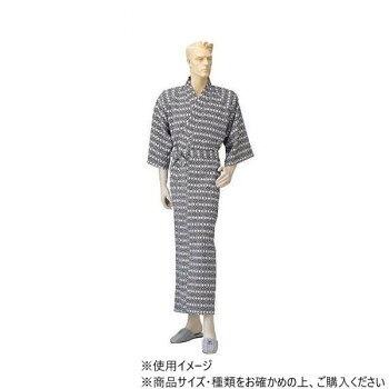 神戸生絲　紳士ガーゼねまき(ラグラン袖)S No.28 コン 幾何柄 【沖縄配送不可】