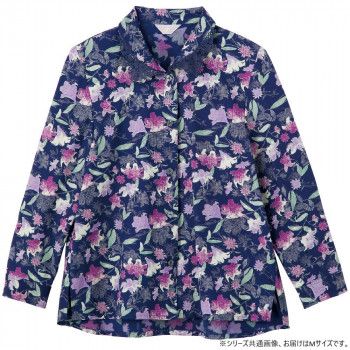 ケアファッション ワンタッチテープ後ろ長めブラウス(婦人) ネイビー M 82058111 【北海道・沖縄・離島配送不可】