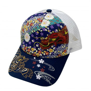 大西賢製販 Ripple 刺繍メッシュキャップ 龍虎A 紺 H26-SM02 【沖縄配送不可】