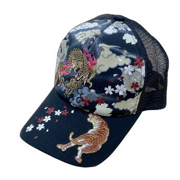 大西賢製販 Ripple 刺繍メッシュキャップ 龍虎B 黒 H26-SM03 【沖縄配送不可】