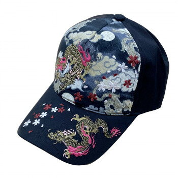 大西賢製販 Ripple 刺繍綿キャップ 双龍 黒 H27-SC05 【沖縄配送不可】