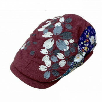 报童帽 - 大西賢製販 Ripple 刺繍ハンチング 桜エンジ H32-SH14 【北海道・沖縄・離島配送不可】