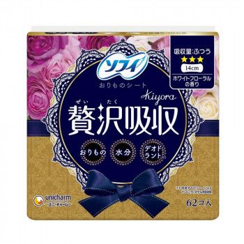 ソフィ KIYORA 贅沢吸収 ホワイトフローラルの香り 吸収量:ふつう 62コ入 ×1個 500-403696-00 【北海道・沖縄・離島配送不可】