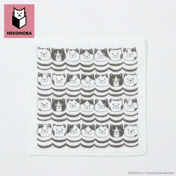 NEKONOBA　猫　ふんわり8重ガーゼハンカチ2枚セット　波ねこ 【北海道・沖縄・離島配送不可】