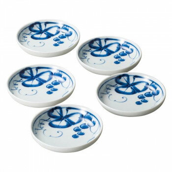 波佐見焼 古染青磁ぶどう絵 小皿5枚揃 009-468M 5210-101 【北海道・沖縄・離島配送不可】