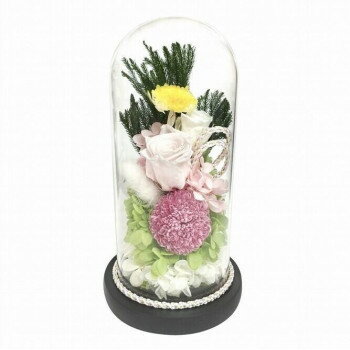 Flowers For Buddha - お供え用(仏花)　ガラスドームアレンジメント　プリザーブドフラワー　こころ　C35320 【北海道・沖縄・離島配送不可】
