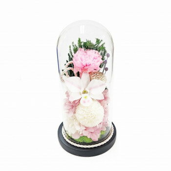 お供え用(仏花) ガラスドームアレンジメント プリザーブドフラワー 美月(みづき) C35720 【北海道・沖縄・離島配送不可】