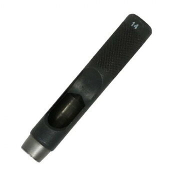 刃物特殊鋼SK-4・硬度HRC58±2を使用した特別仕上げの刃先です。各種レザーや厚紙、ビニール、布、ゴムのなどの補修・補強・製作におすすめです。安心の日本製で、刃先の切れ味が抜群なので、ハンマーを使わなくても、手で回しながら押し込んでいくだけでも穴があけられます。※ハンマーを使用する際は、ポンチを垂直にして、頭部をハンマーでたたいてください。サイズ：4.2×15×2cm個装サイズ：17×10×6cm重量：90g個装重量：140g素材・材質：刃物特殊鋼SK-4生産国：日本