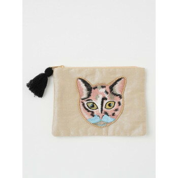 東京かんかん キャット刺繍フラットポーチ ミックス M42-1913MX 【北海道・沖縄・離島配送不可】
