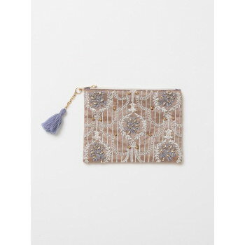 東京かんかん ビーズ刺繍ポーチS ブラウン M42-2090BR 【北海道・沖縄・離島配送不可】