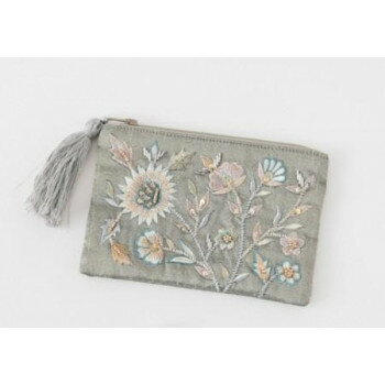 東京かんかん ビーズ刺繍ポーチS シルバー M42-2487SV 【北海道・沖縄・離島配送不可】