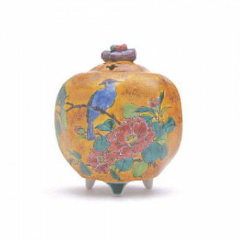 日本香堂 香炉 九角捻 吉田屋花鳥 九谷焼 79521 【北海道・沖縄・離島配送不可】