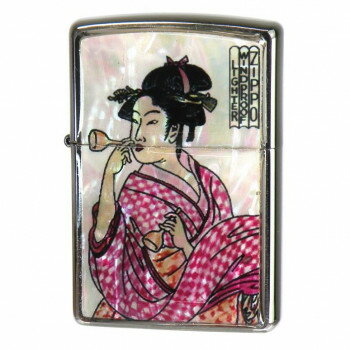 ZIPPO フレーム貝貼りエポ ビードロを吹く女 【北海道・沖縄・離島配送不可】