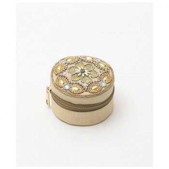 東京かんかん ビーズ刺繍ラウンドケース ベージュ M42-2713BE 【北海道・沖縄・離島配送不可】