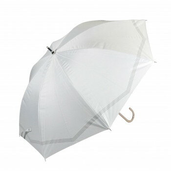 Umbrella - 藤田屋 晴雨兼用長傘ショート 50cm 晴雨兼用ショート ボーダーリボン ホワイト SS-2551(KT) 【北海道・沖縄・離島配送不可】
