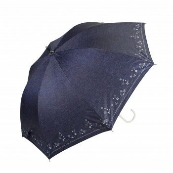 藤田屋 晴雨兼用長傘ショート 50cm 晴雨兼用ショート 刺繍風ダンガリー SS-2553(KT) 【北海道・沖縄・離島配送不可】