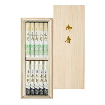 日本香堂 永寿 二種入(白檀永寿・沈香永寿) 桐箱短寸10入 22069 【沖縄配送不可】