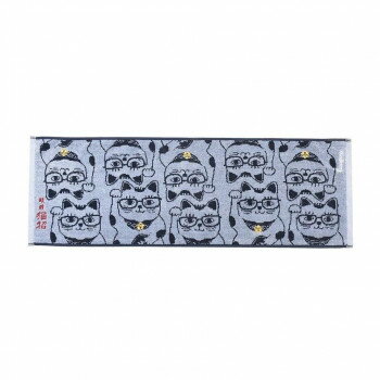 Towel Handkerchief - クスグルジャパン ふわふわタオルマフラー 猫招き柄 ブルー 25-8128 【北海道・沖縄・離島配送不可】